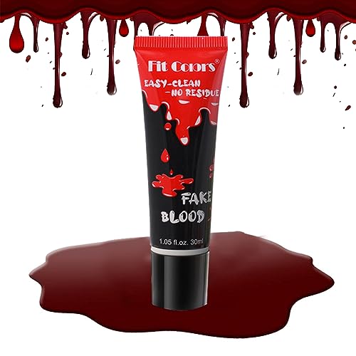 Halloween Kunstblutfarbe Make-up, gerinnter Blutschorf, Blutgel, Spezialeffekte, Wundmodellierung, SFX Make-up für Zombie, Vampir, Monster, Cosplay, Verkleiden, 30 ml(Dunkel Rot) von GL-Turelifes