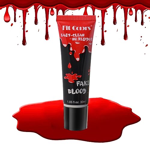 Halloween Kunstblutfarbe Make-up, gerinnter Blutschorf, Blutgel, Spezialeffekte, Wundmodellierung, SFX Make-up für Zombie, Vampir, Monster, Cosplay, Verkleiden, 30 ml(Helles Rot) von GL-Turelifes