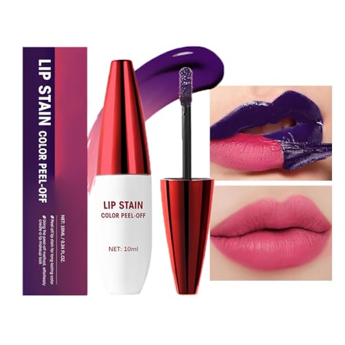 GL-Turelifes Peel Off Lipgloss, Tattoo Farbe Lip Stain Lip Tint, Matter Lipgloss Langanhaltender wasserdichter flüssiger Lippenstift Non-Stick Cup Lip Tint Tear-Off Lipgloss (#3 heiß pink) von GL-Turelifes