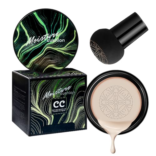 Pilzkopf CC Creme Air Cushion Foundation Wasser Feeling Flawless BB Cream Feuchtigkeitsspendende Ölkontrolle, langlebige, leichte Haut glättende natürliche Concealer (#01 Elfenbein, 0.53 Oz) von GL-Turelifes