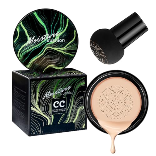 Pilzkopf CC Creme Air Cushion Foundation Wasser Feeling Flawless BB Cream Feuchtigkeitsspendende Ölkontrolle, langlebige, leichte Haut glättende natürliche Concealer (#02 Natürliche, 0.53 Oz) von GL-Turelifes