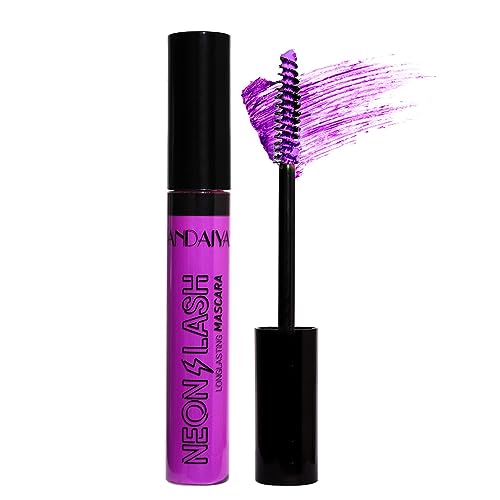 UV Glow Mascara, Regenbogenfarbe Fluoreszenz Mascara, Neon Bunte Mascara Wasserdicht, Extensions Wimpern Curling Augenwimpern Halloween Festival Party Bühne Verwendung(#6 Lila) von GL-Turelifes