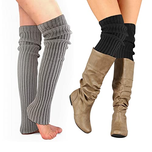 2 Paare Stulpen Damen Lange Winter Beinwärmer,70cm Stulpen Mädchen Beinstulpen Damen Stricken Häkelarbeit Pulswärmer Leg Warmers Mädchen Stiefel Boot für Frauen Mädchen Weihnachten Winter Geschenke von GLAITC