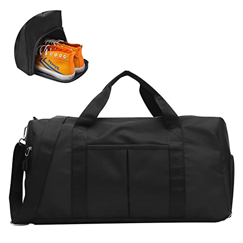 Sporttasche Herren Reisetasche mit Schuhfach & Nassfach Wasserdicht Trainingstasche Weekender Schwimmtasche Fitnesstasche Sport Reisen Gym Fitness Handgepäck Duffel Bag 25L für Damen (Schwarz) von GLAITC