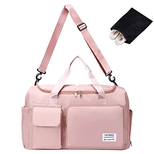 GLAITC Sporttasche für Damen,Sporttasche Rosa Reisetasche Weekender mit Schuhfach und Nassfach Reisetasche Wasserdicht Trainingstasche Faltbar für Leicht Yoga Gym Schwimmtasche Strand Urlaub Schule von GLAITC