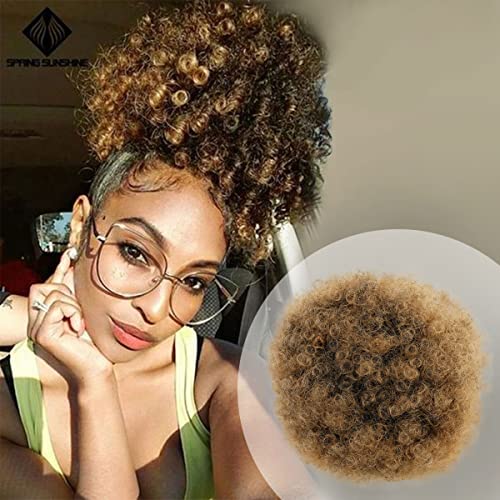 Glam21Usa Pferdeschwanz-Perücke, Afro-Stil, Retro, gelockt, gelockt, mit Haarknoten, für schwarze Frauen, Kunsthaarverlängerung (groß, T1B/27) von GLAM21USA