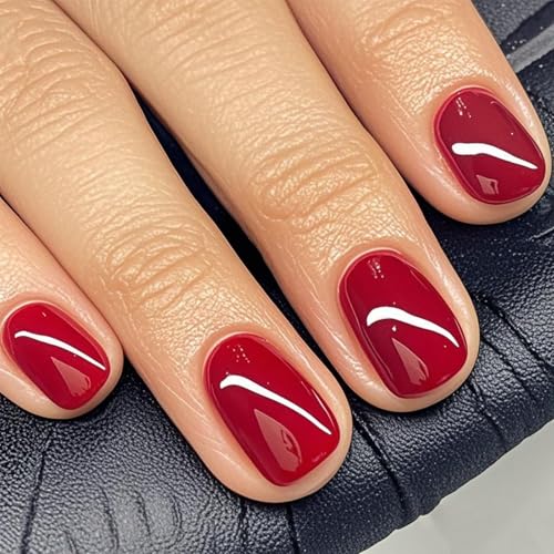 GLAMERMAID 24Pcs Press-on-Nägel Extra Kurz Squoval Frühling Sommer Red Gel-Kleber-Nägel 24Pcs Glänzend Rund Wiederverwendbar UV-Finish Fake Nails Acryl Falschnägel Maniküre-Sets für Frauen GLAMERMAID 24Pcs Press-on-Nägel Extra Kurz Squoval Frühling Sommer Red Gel-Kleber-Nägel 24Pcs Glänzend Rund Wiederverwendbar UV-Finish Fake Nails Acryl Falschnägel Maniküre-Sets für Frauen von GLAMERMAID