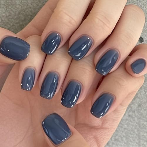 GLAMERMAID 24Pcs Press-on-Nägel Extra Kurz Squoval Marineblau Gelee-Gel-Kleber-Nägel 24Pcs Glänzend Rund Wiederverwendbar UV-Finish Fake Nails Acryl Falschnägel Maniküre-Sets für Frauen GLAMERMAID 24Pcs Press-on-Nägel Extra Kurz Squoval Marineblau Gelee-Gel-Kleber-Nägel 24Pcs Glänzend Rund Wiederverwendbar UV-Finish Fake Nails Acryl Falschnägel Maniküre-Sets für Frauen von GLAMERMAID