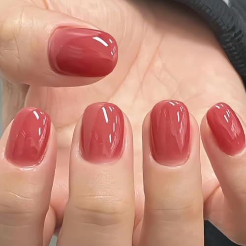 GLAMERMAID 24Pcs Press-on-Nägel Extra Kurz Squoval Frühling Sommer Brick Red Gelee-Gel-Kleber-Nägel Glänzend Rund Wiederverwendbar UV-Finish Fake Nails Acryl Falschnägel Maniküre-Sets für Frauen GLAMERMAID 24Pcs Press-on-Nägel Extra Kurz Squoval Frühling Sommer Brick Red Gelee-Gel-Kleber-Nägel Glänzend Rund Wiederverwendbar UV-Finish Fake Nails Acryl Falschnägel Maniküre-Sets für Frauen von GLAMERMAID