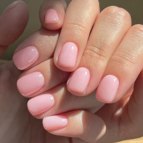 GLAMERMAID 24Pcs Press-on-Nägel Extra Kurz Squoval Frühling Sommer Hellrosa Gel-Kleber-Nägel Glänzend Rund Wiederverwendbar UV-Finish Fake Nails Acryl Falschnägel Maniküre-Sets für Frauen GLAMERMAID 24Pcs Press-on-Nägel Extra Kurz Squoval Frühling Sommer Hellrosa Gel-Kleber-Nägel Glänzend Rund Wiederverwendbar UV-Finish Fake Nails Acryl Falschnägel Maniküre-Sets für Frauen von GLAMERMAID