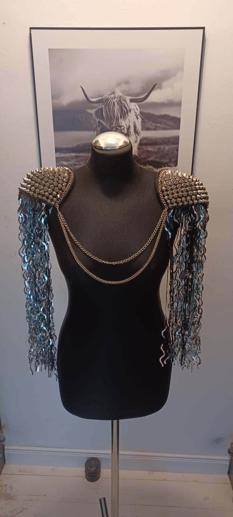 Epaulette Schulterkappe Nieten Festival Lametta Tinsel Fringe Burning Man Epaulette Schulterkappe Nieten Festival Lametta Tinsel Fringe Burning Man von GLAMETTAShop