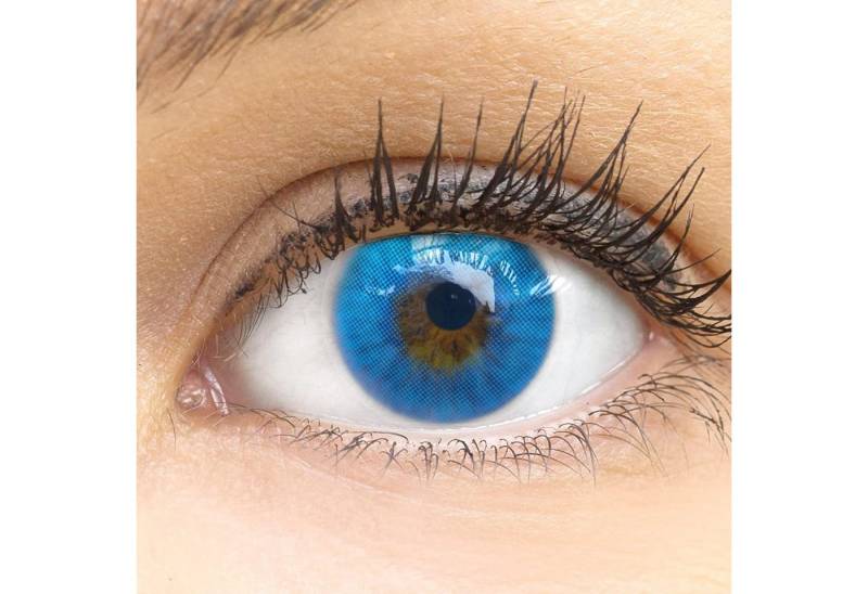 GLAMLENS Monatslinsen Sehr stark deckende und natürliche blaue Kontaktlinsen "Amalfi Azul" von GLAMLENS