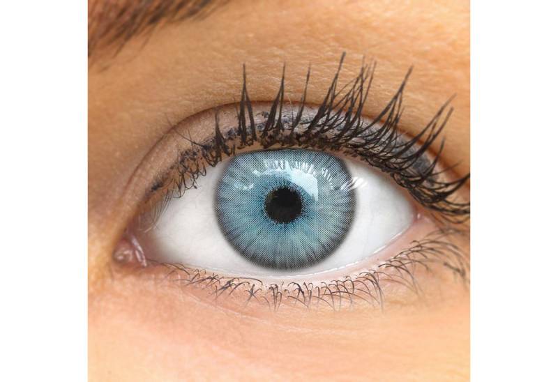 GLAMLENS Monatslinsen Kontaktlinsen grau blau farbige 'Limone FE Ice Gray' ohne Stärke von GLAMLENS