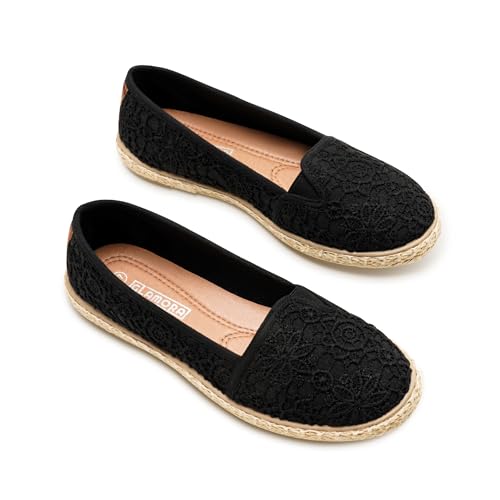 GLAMORA Espadrilles aus Spitze für Damen, Sparta-Sohle, moderner und tragbarer Stil, Weiß, Schwarz und Beige, Schwarz , 37 EU GLAMORA Espadrilles aus Spitze für Damen, Sparta-Sohle, moderner und tragbarer Stil, Weiß, Schwarz und Beige, Schwarz , 37 EU von GLAMORA
