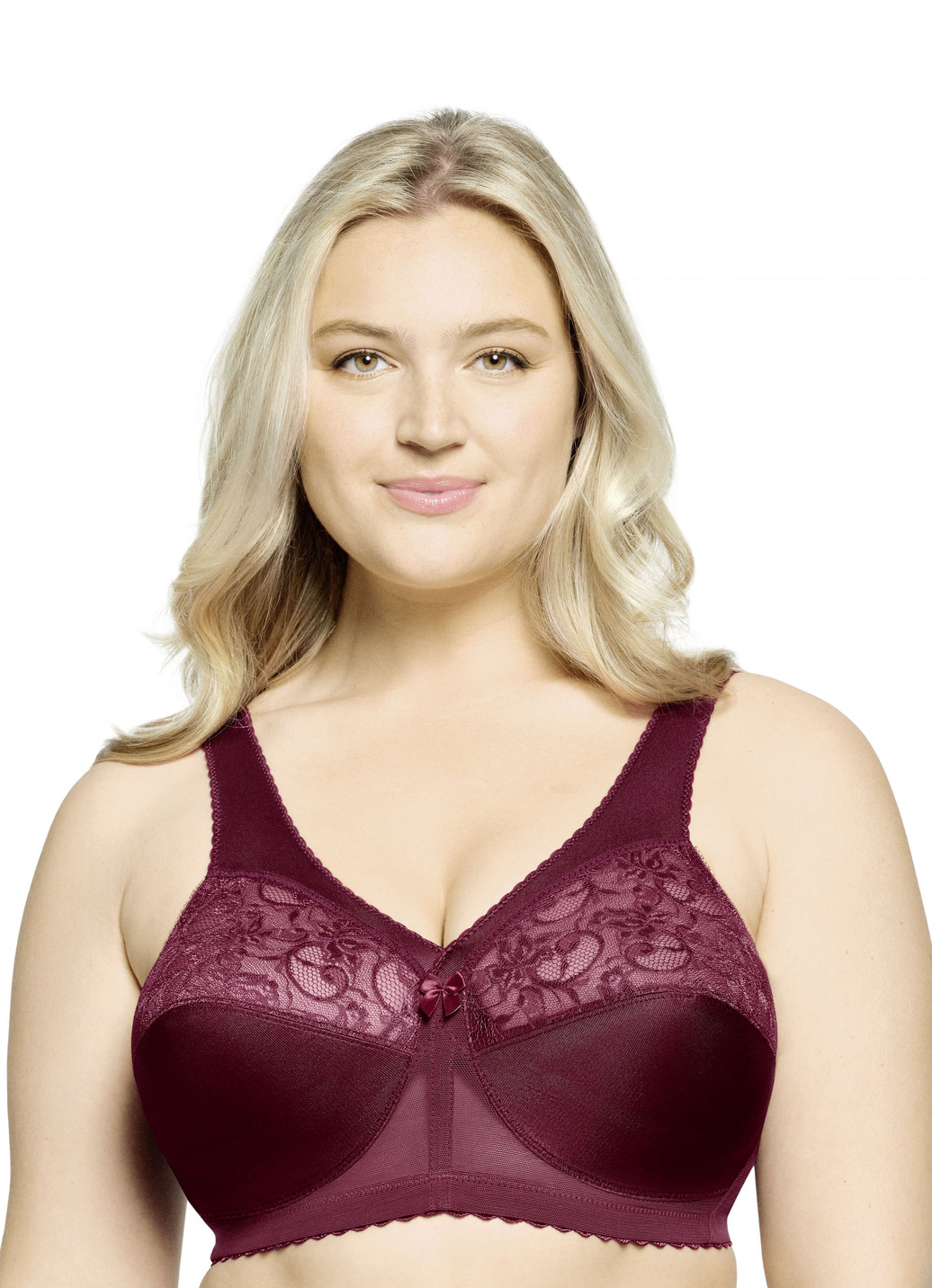 Glamorise Stütz-BH mit Spitze, Cup C, Bordeaux, Größe 85 von GLAMORISE