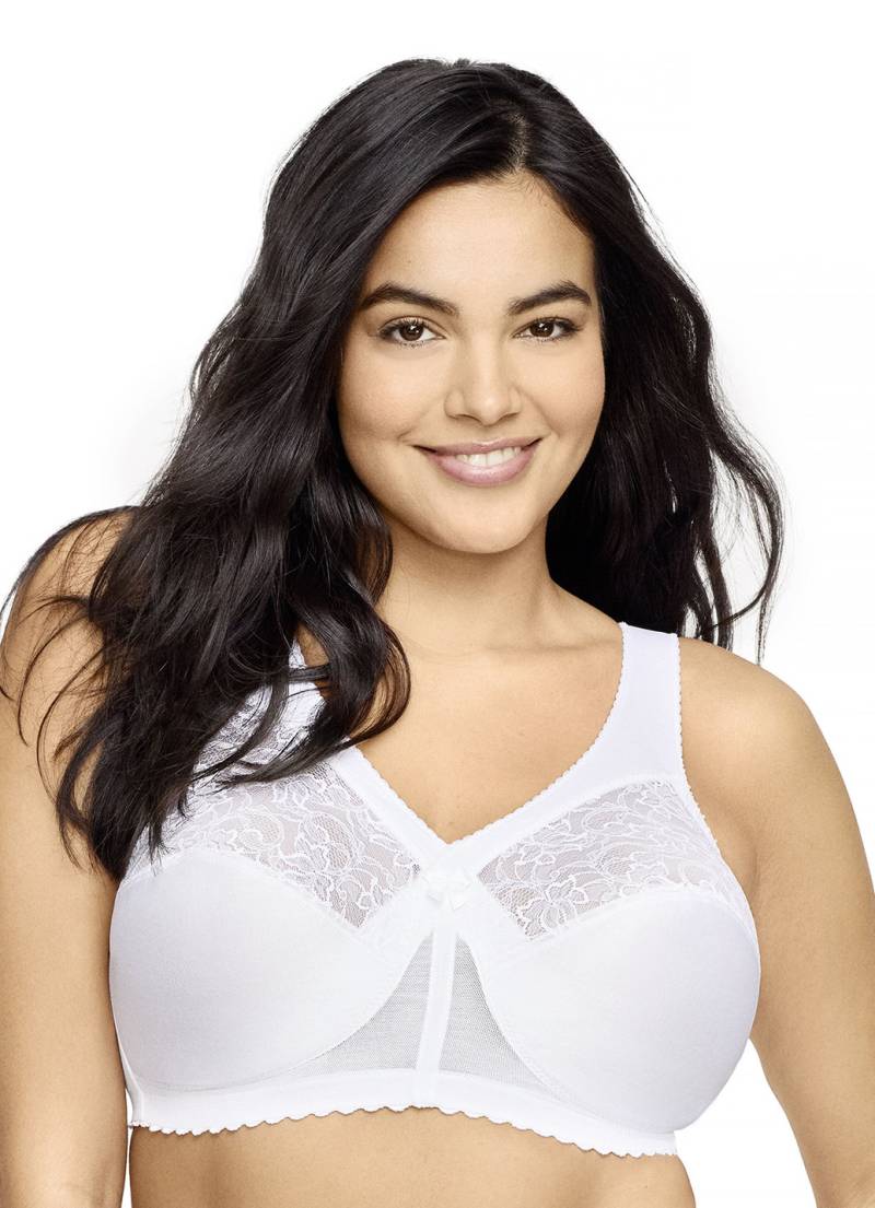 Glamorise Stütz-BH mit Spitze, Cup C, Weiss, Größe 85 von GLAMORISE