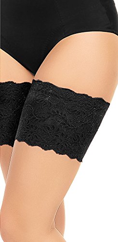 Glamory Damen Weites Bein Stulpen Anti Chafing Oberschenkelbänder G - 50374, Geblümt, 100 DEN, Gr. Medium (40-42), Schwarz (Schwarz) von GLAMORY