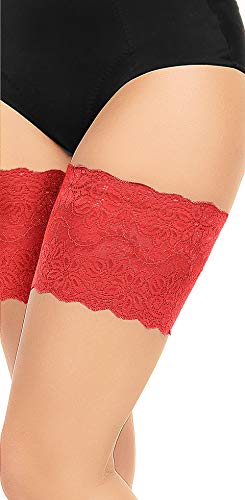 GLAMORY Damen Anti Chafing Oberschenkelbänder Stulpen, 100 DEN, Rot (Rot Rot), XXX-Large (56-58) von GLAMORY