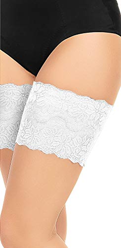 Glamory Damen Anti Chafing Oberschenkelbänder Stulpen, 100 DEN, Weiß (Weiß Weiß), X-Large (Herstellergröße: XL-(48-50)) von GLAMORY