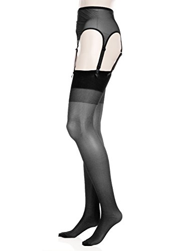 Glamory Damen Weites Bein Strumpfhalter Garter Belt 50378, Einfarbig, 100 DEN, Gr. 44 (Herstellergröße: L-(44-46)), Schwarz (Schwarz) von GLAMORY
