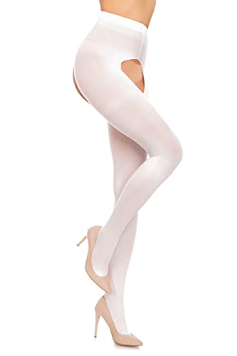 GLAMORY Damen Glamory Ouvert 60 Ouvert-strumpfhose Strumpfhose, Weiß, 2XL-(52-54) EU von GLAMORY