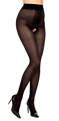 Glamory Damen Ouvert 40 Strumpfhose, 40 DEN, Schwarz (Schwarz Schwarz), Large (Herstellergröße: L-(44-46)) von GLAMORY