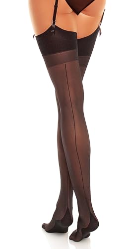 GLAMORY Delight 20 Strapsstrümpfe mit Naht-schwarz-60-62 von GLAMORY