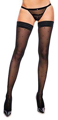 GLAMORY Damen Dotty Halterlose Strümpfe, 30 DEN, per pack Schwarz (Schwarz Schwarz), X-Large (Herstellergröße: XL-(48-50)) von GLAMORY