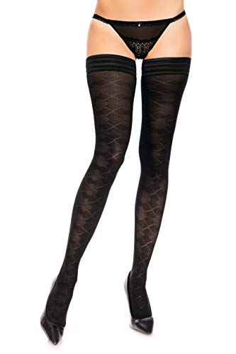 GLAMORY Damen DUNE Halterlose Strümpfe, 50 DEN, per pack Schwarz (Schwarz Schwarz), Large (Herstellergröße: L-(44-46)) von GLAMORY