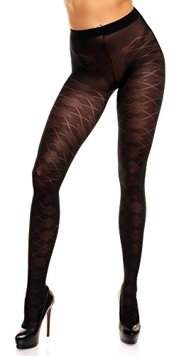 GLAMORY Damen Argyle Strumpfhose Dune 70 DEN, Schwarz (Schwarz), X-Large (Herstellergröße: XL-(48-50)) von GLAMORY