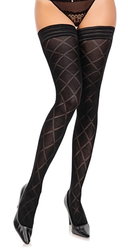 GLAMORY Damen Venus Halterlose Strümpfe, 50 DEN, per pack Schwarz (Schwarz Schwarz), Medium (Herstellergröße: M-(40-42)) von GLAMORY