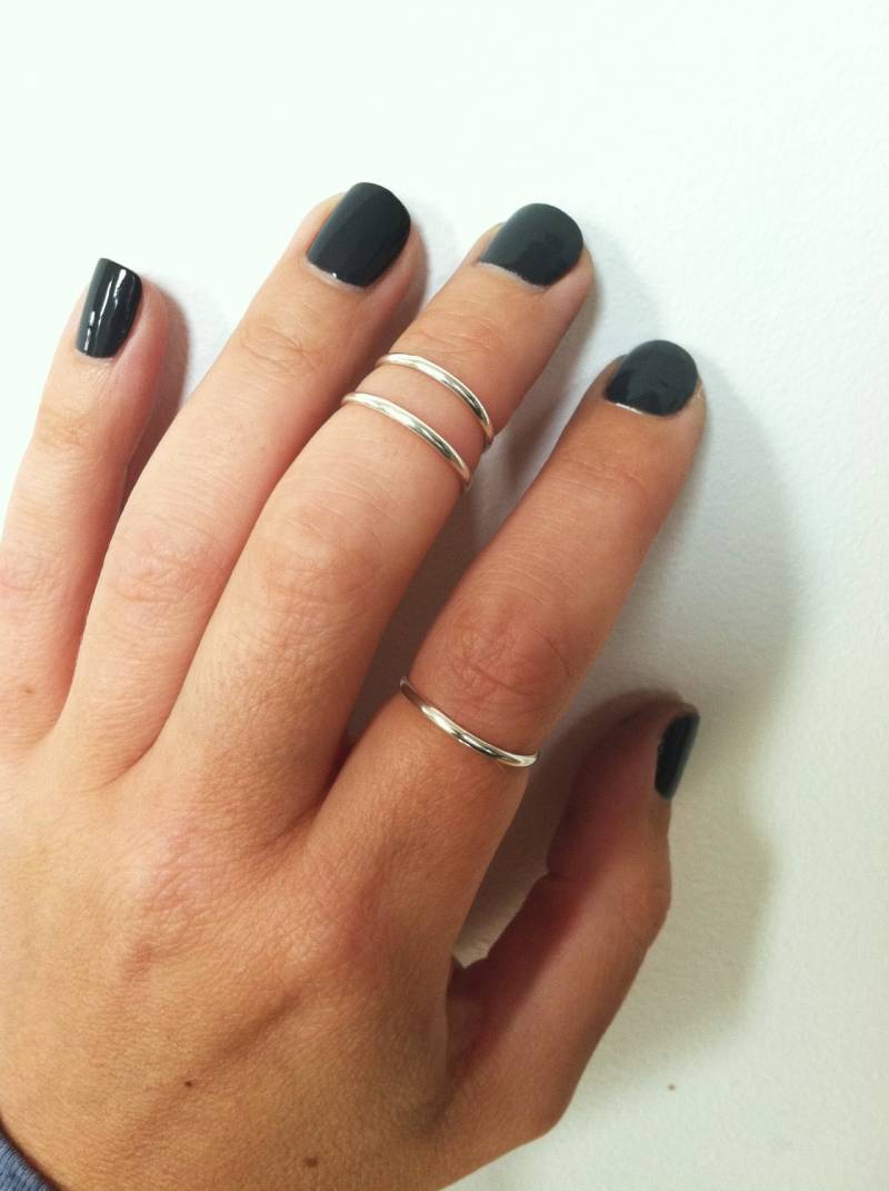 Midi Ring Silber Ring, 2Er Set, Sterling Stapelringe, Dünner Silberring, Geschenkset, Knuckle Ringe Größen 1-12 von GLAMROCKSdesigns