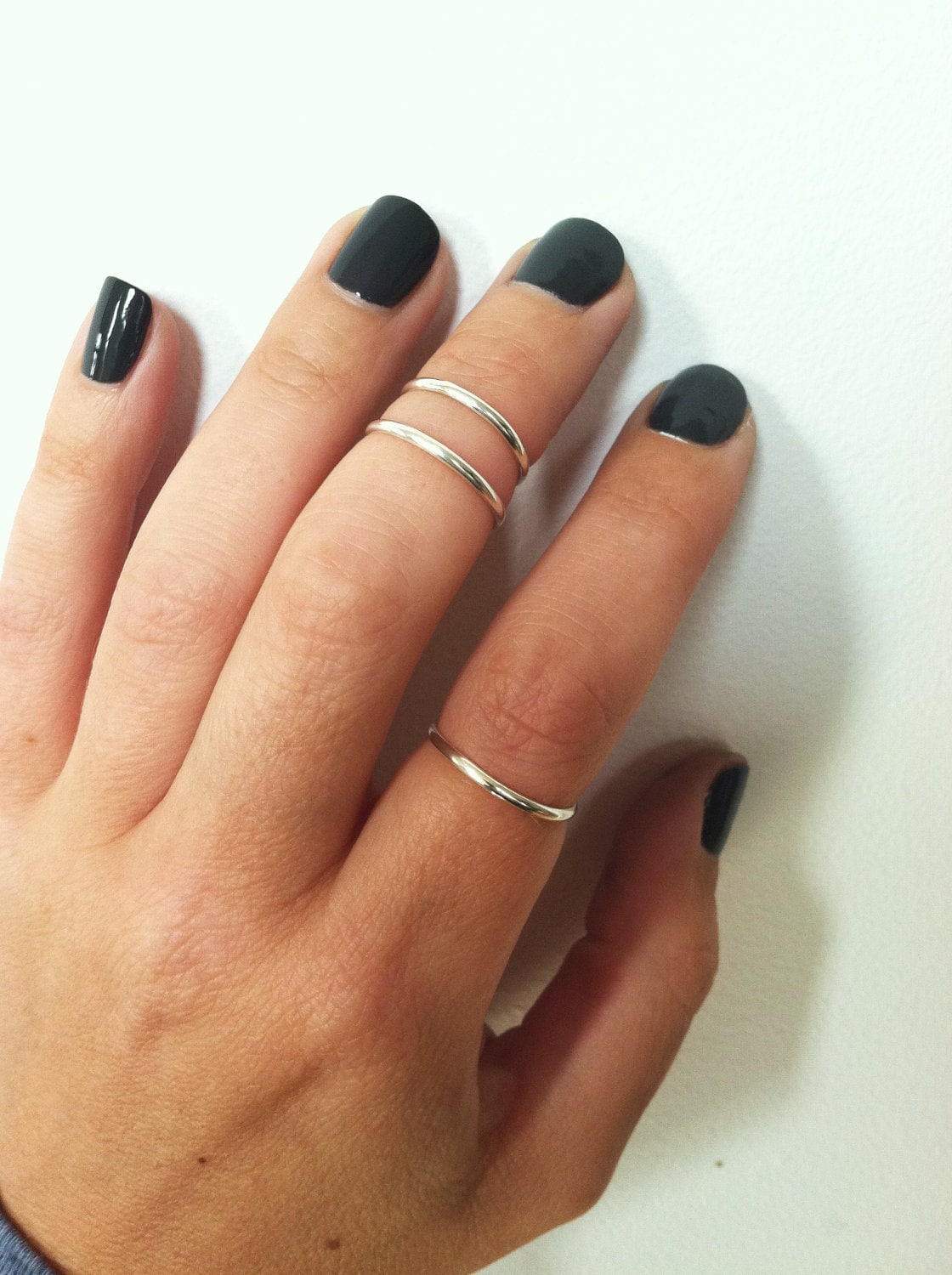 Set Von 3 Midi Ringen - Sterling Silber Stapelringe, Erste Knöchel Ringe, in Beliebigen Größen Bestellbar von GLAMROCKSdesigns