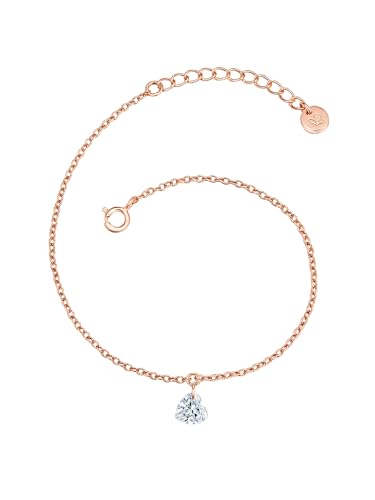 GLANZSTÜCKE MÜNCHEN Damen Armband 925/- Sterling Silber rosévergoldet 14 Karat Topas weiß Herz Silberarmband von GLANZSTÜCKE MÜNCHEN