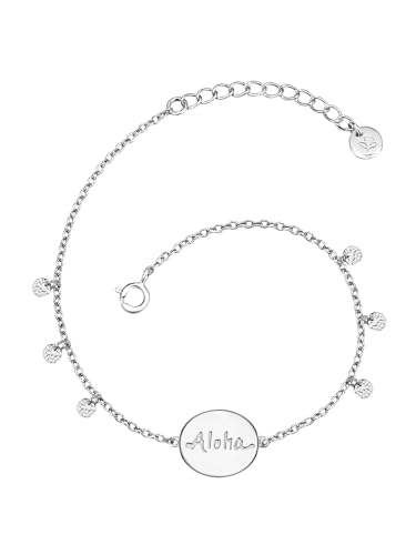 GLANZSTÜCKE MÜNCHEN Damen-Armband Aloha Sterling Silber 17 + 3 cm - Armkettchen Silber-Armschmuck mit Anhänger Freundschaftsarmbänder Geschenk von GLANZSTÜCKE MÜNCHEN
