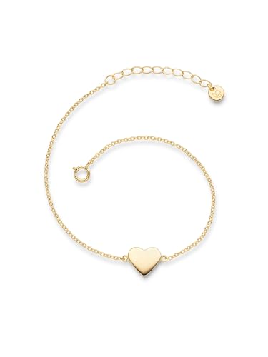 GLANZSTÜCKE MÜNCHEN Damen-Armband Herz 925/- Sterling Silber gelbvergoldet 17 cm + 3 cm - Armkettchen mit Herz-Anhänger Silberkettchen von GLANZSTÜCKE MÜNCHEN