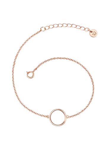 GLANZSTÜCKE MÜNCHEN Damen-Armband Kreis Sterling Silber rosévergoldet - Silberarmkettchen Freundschaftsarmbänder Armkettchen aus Silber Rosegold von GLANZSTÜCKE MÜNCHEN