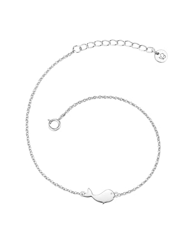 GLANZSTÜCKE MÜNCHEN Damen-Armband Wal Sterling Silber 17 + 3 cm - Armkettchen Silber Silberarmkettchen mit Anhänger Wal Freundschaftsarmbänder von GLANZSTÜCKE MÜNCHEN
