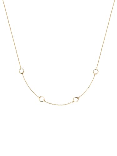 GLANZSTÜCKE MÜNCHEN Damen-Halskette Kreise Sterling Silber gelbvergoldet 40 + 5 cm - Silberkette Anhänger Kreis Kette Damen gelbgold Halskette Silber von GLANZSTÜCKE MÜNCHEN