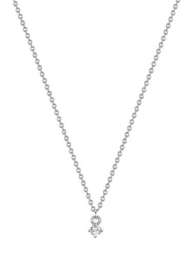 GLANZSTÜCKE MÜNCHEN Damen Halskette aus 925/- Sterling Silber rhodiniert mit Topas weiß Edelsteinkette von GLANZSTÜCKE MÜNCHEN