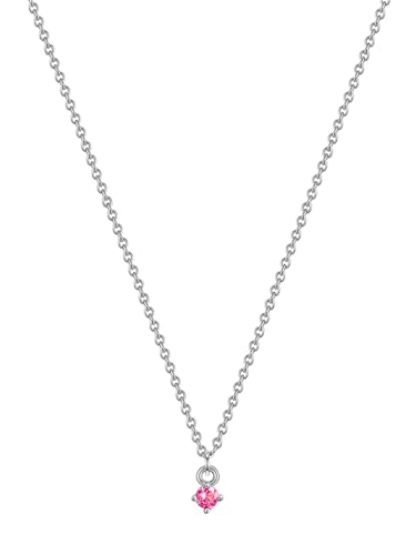 GLANZSTÜCKE MÜNCHEN Damen Halskette aus 925/- Sterling Silber rhodiniert mit Turmalin rosa Edelsteinkette von GLANZSTÜCKE MÜNCHEN