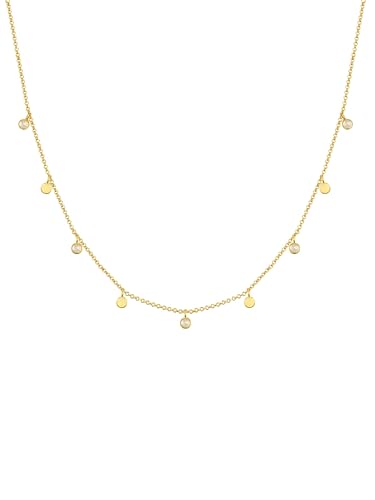 GLANZSTÜCKE MÜNCHEN Damen Kette 925/- Sterling Silber gelbvergoldet 14 Karat Bergkristall weiß Silberhalskette von GLANZSTÜCKE MÜNCHEN