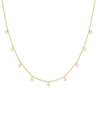 GLANZSTÜCKE MÜNCHEN Damen Kette 925/- Sterling Silber gelbvergoldet 14 Karat Mondstein weiß Silberhalskette von GLANZSTÜCKE MÜNCHEN