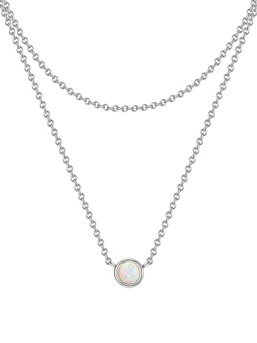 GLANZSTÜCKE MÜNCHEN Damen Kette 925/- Sterling Silber rhodiniert Opal (synth.) weiß Silberhalskette von GLANZSTÜCKE MÜNCHEN