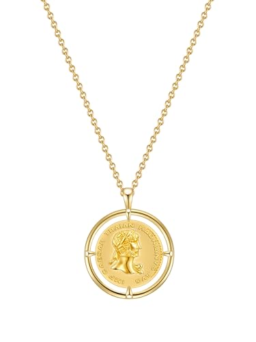 GLANZSTÜCKE MÜNCHEN Damen-Kette Münze Sterling Silber 925 gelbvergoldet Julius Caesar - Münzkette für Frauen römisch in Gelbgold-Farben von GLANZSTÜCKE MÜNCHEN