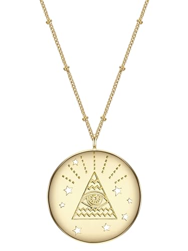 GLANZSTÜCKE MÜNCHEN Damen-Kette mit Anhänger Allsehendes Auge Sterling Silber gelbvergoldet 50 + 5 cm - Silber-Kette mit Symbol von GLANZSTÜCKE MÜNCHEN