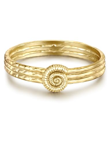 GLANZSTÜCKE MÜNCHEN Damen Ring 925/- Sterling Silber gelbvergoldet 18 Karat Muschel Silberring von GLANZSTÜCKE MÜNCHEN