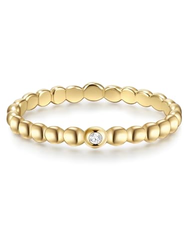 GLANZSTÜCKE MÜNCHEN Damen Ring 925/- Sterling Silber gelbvergoldet 18 Karat Zirkonia weiß Silberring von GLANZSTÜCKE MÜNCHEN