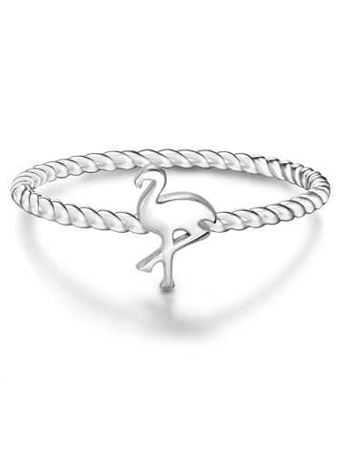 GLANZSTÜCKE MÜNCHEN Damen-Ring Flamingo Sterling Silber - Frauen-Ring mit Motiv dünner Steck-Ring Freundschafts-Ringe von GLANZSTÜCKE MÜNCHEN