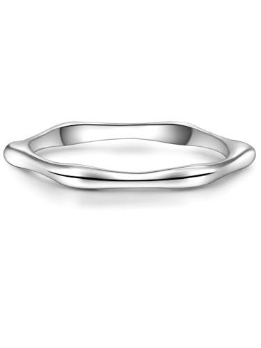 GLANZSTÜCKE MÜNCHEN Damen-Ring Hexagon Sterling Silber 925 - Stapelring mit geometrischer Form - Silberring von GLANZSTÜCKE MÜNCHEN